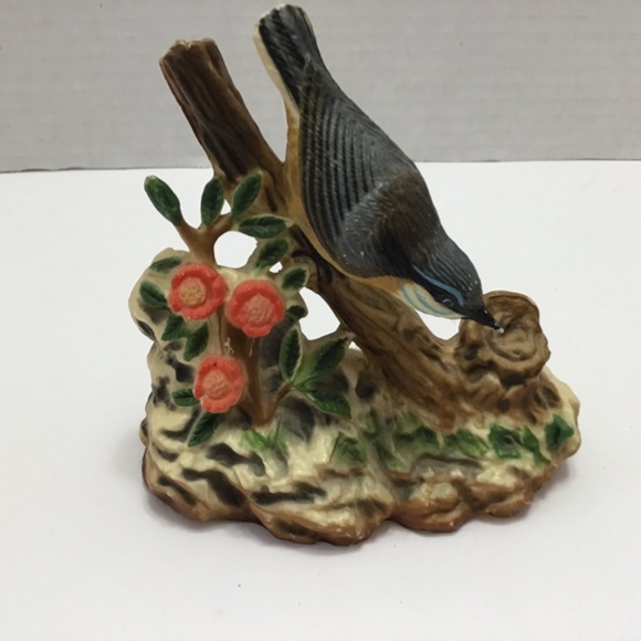 Vintage Song Bird Tree Branch Flowers Plastic Hong Kong - Picture 2 of 5